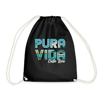 Pura Vida Costa Rica Lateinamerika Costa Ricaner - Turnbeutel - Schwarz - Vorne