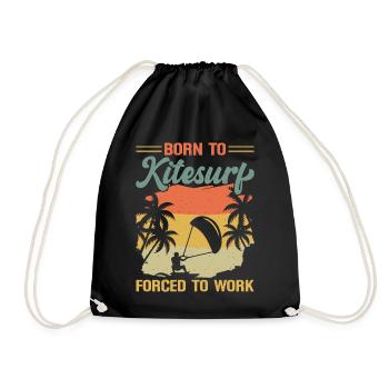 Kitesurf Kitesurfer Kiteboard Kitesurfing - Drawstring Bag - black - Front