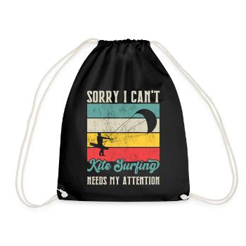 Kitesurf Kitesurfer Kiteboard Kitesurfing - Drawstring Bag - black - Front