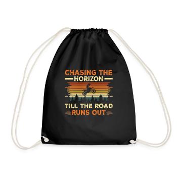 Vintage Motocross Rider Chasing The Horizon - Drawstring Bag - black - Front