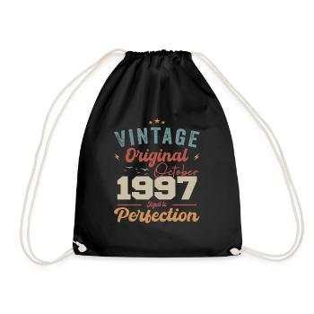 October 1997 Birthday Present 1997 October - Drawstring Bag - black - Front