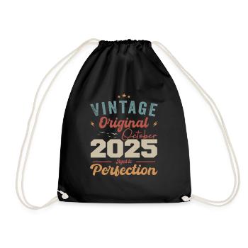 Oktober 2025 Geburtstagsgeschenk 2025 Oktober - Turnbeutel - Schwarz - Vorne