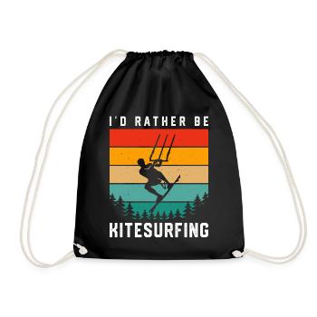 Kitesurf Kitesurfer Kiteboard Kitesurfing - Drawstring Bag - black - Front