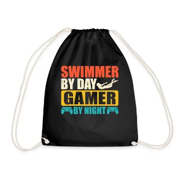 Schwimmen Schwimmer - Turnbeutel - Schwarz - Vorne