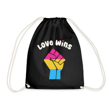 Liebe gewinnt Pansexuellen Pride Fist für Equality - Turnbeutel - Schwarz - Vorne