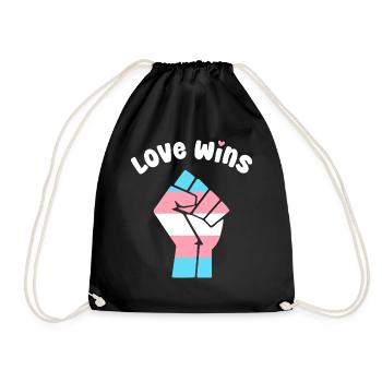 Liebe gewinnt Trans Pride Faustdesign für Equality - Turnbeutel - Schwarz - Vorne