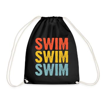 Schwimmen Schwimmer - Turnbeutel - Schwarz - Vorne