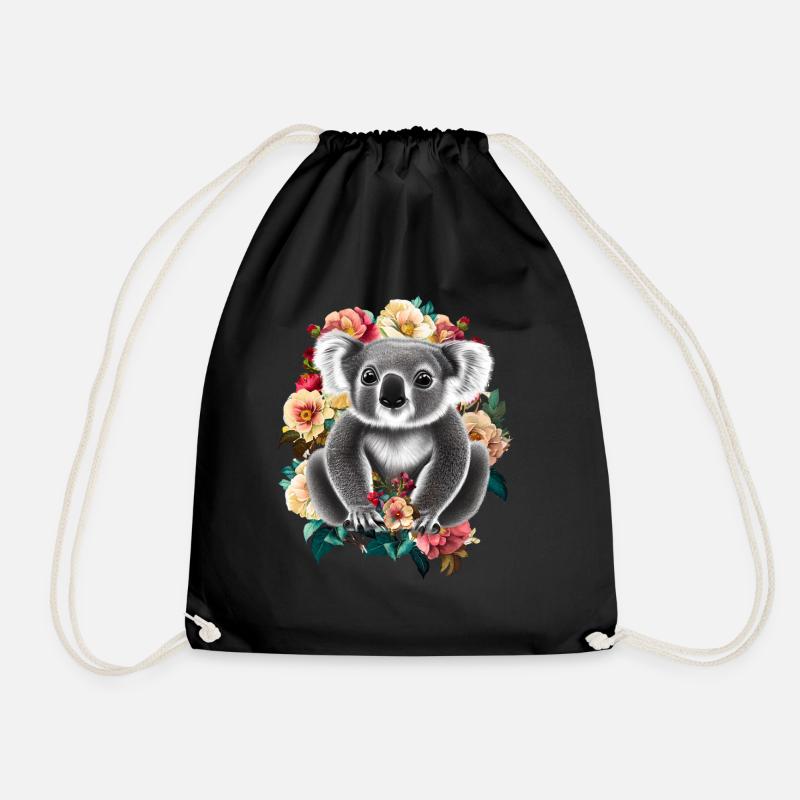 Koala Blumen - Turnbeutel - Schwarz