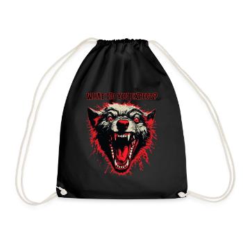 Demon Dog head, fangs - Drawstring Bag - black - Front