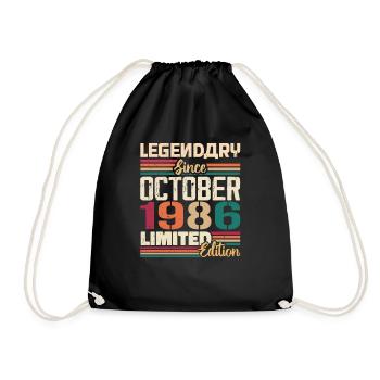 Oktober 1986 Vintage - Geburtstagsgeschenk 1986 - Turnbeutel - Schwarz - Vorne