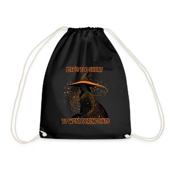 Witch, Life's too short to wear noring hats, - Drawstring Bag - black - Front