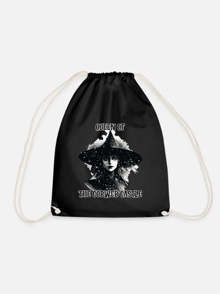 Witch, Queen of the Cobweb Castle - Drawstring Bag - black