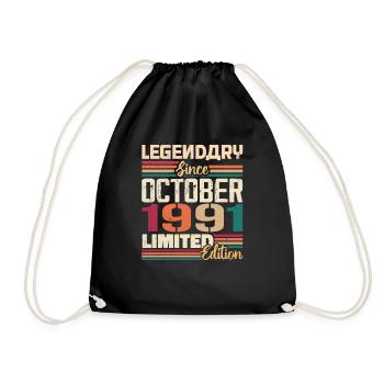 Octobre 1991 Millésime - Cadeau d’anniversaire 1991 - Sac de sport léger - noir - Devant