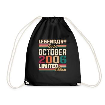 October 2006 Vintage - Birthday Gift 2006 - Drawstring Bag - black - Front