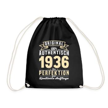 Vintage Jahrgangsgeschenk 1936 - Turnbeutel - Schwarz - Vorne