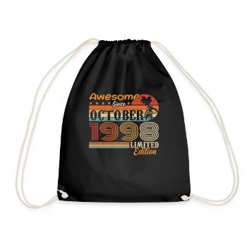 1998 October Vintage - October 1998 - Drawstring Bag - black - Front