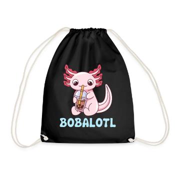 Bobalotl Pun Design for Axolotl Lovers - Drawstring Bag - black - Front