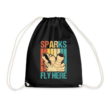 Sparks Fly Here Welding Vintage Welder Retro - Drawstring Bag - black - Front