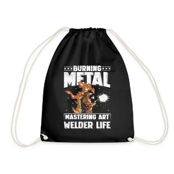 Burning Metal Welder Life Welding Gift - Drawstring Bag - black - Front