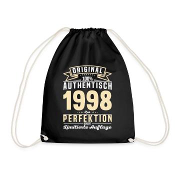 Authentisches Vintage-Geschenk 1998 - Turnbeutel - Schwarz - Vorne