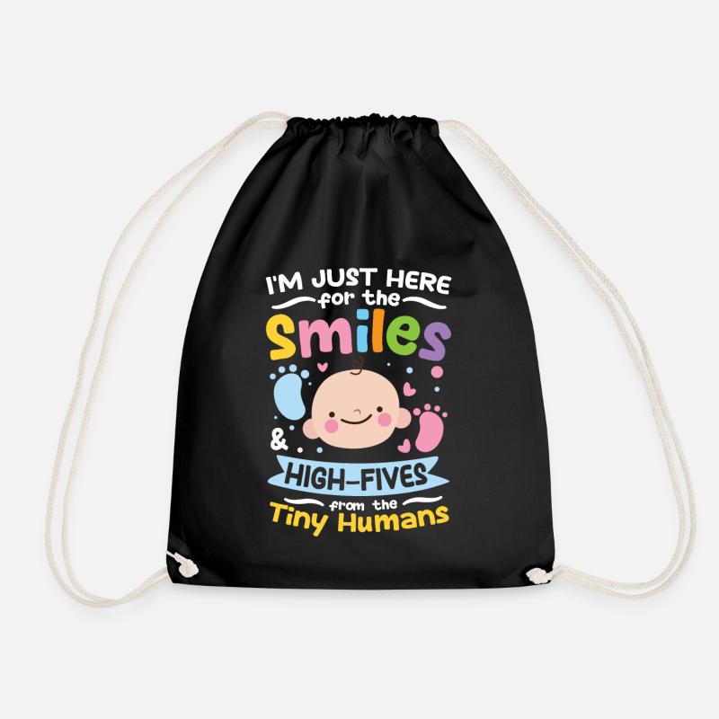 I'm Just Here For The Smiles From Tiny Humans - Turnbeutel - Schwarz