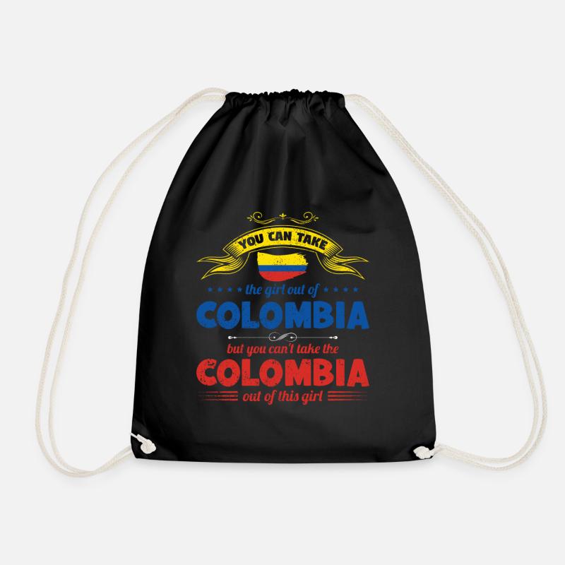 Colombia Wife Funny Colombian Gift - Drawstring Bag - black