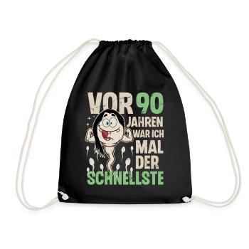 90. Geburtstag 90 Jahre War Ich Mal Der Schnellste - Turnbeutel - Schwarz - Vorne