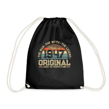 Millésime 1947 : 77e anniversaire légendaire ! - Sac de sport léger - noir - Devant