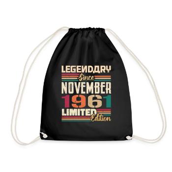 Légendaire depuis novembre 1961 - Cadeau 1961 - Sac de sport léger - noir - Devant