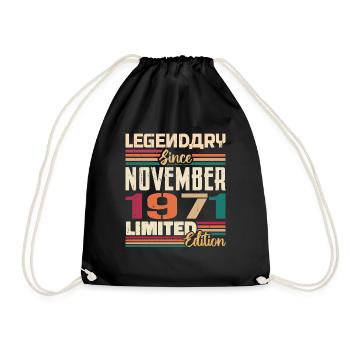 Legendary since November 1971 - Gift 1971 - Drawstring Bag - black - Front