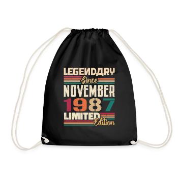 Legendary since November 1987 - Gift 1987 - Drawstring Bag - black - Front