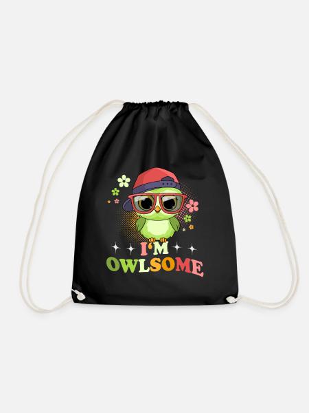 Eule Eulen I`m Owlsome - Turnbeutel - Schwarz