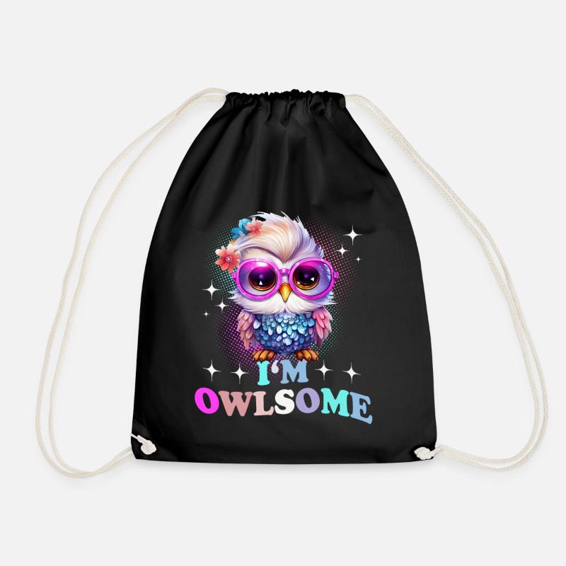 Eule Eulen I`m Owlsome - Turnbeutel - Schwarz
