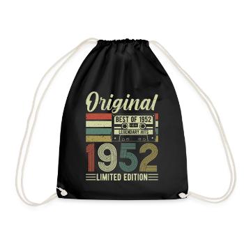 Vintage 1952 Legendary Birthday Shirt Vintage - Drawstring Bag - black - Front