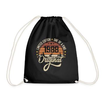1988 Vintage Jahrgang Retro Geburtstag Geschenk - Turnbeutel - Schwarz - Vorne