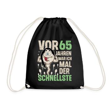 65. Geburtstag 65 Jahre War Ich Mal Der Schnellste - Turnbeutel - Schwarz - Vorne