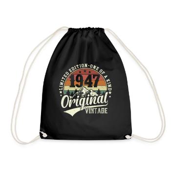 77e anniversaire Vintage rétro cadeau 1947 - Sac de sport léger - noir - Devant