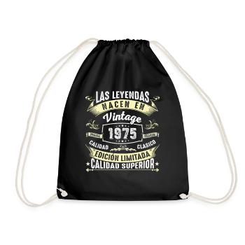 49th Birthday Vintage 1975 - Drawstring Bag - black - Front