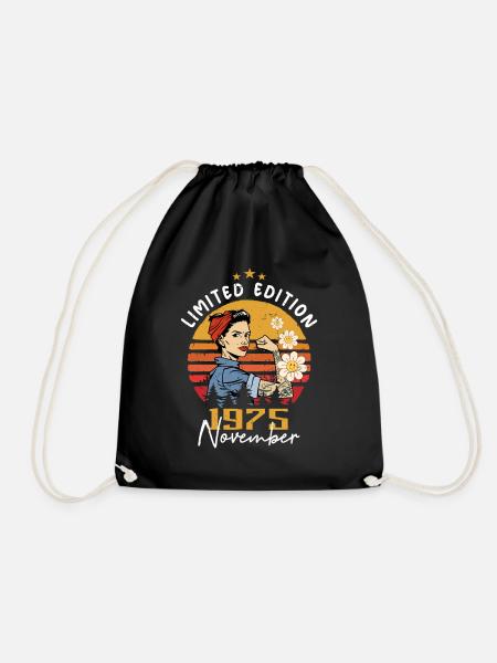 Novembre Vintage 1975 Né Anniversaire Femmes - Sac de sport léger - noir