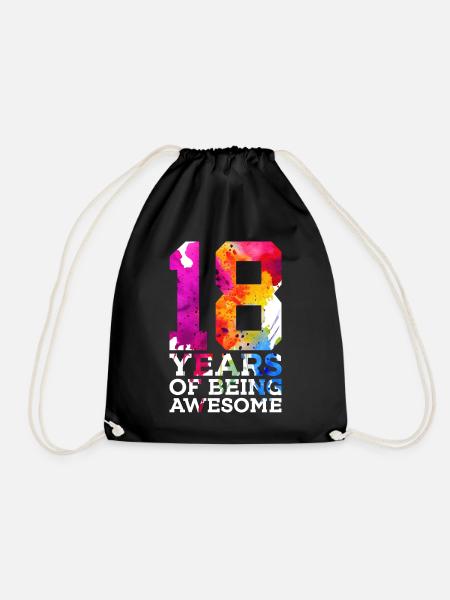 18 YEARS OF BEING AWESOME 18. GEBURTSTAG - Turnbeutel - Schwarz