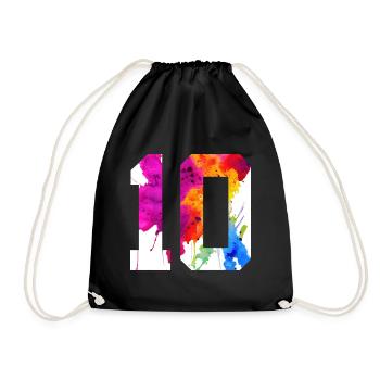 NUMBER 10 YEARS OLD 10TH BIRTHDAY - Drawstring Bag - black - Front