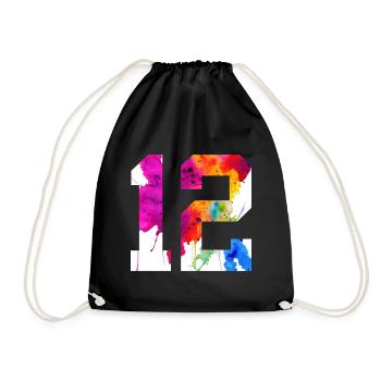 NUMBER 12 YEARS OLD 12TH BIRTHDAY - Drawstring Bag - black - Front