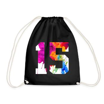 NUMBER 15 YEARS OLD 15TH BIRTHDAY - Drawstring Bag - black - Front