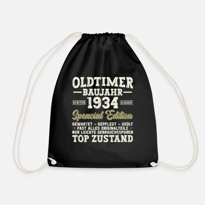 Vintage 1934 - 90. Geburtstag - Turnbeutel - Schwarz