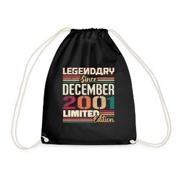 Legendary since December 2001 Vintage December 2001 - Drawstring Bag - black - Front