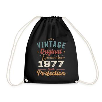 Vintage Geburtstag - Dezember 1977 - Geschenkidee - Turnbeutel - Schwarz - Vorne