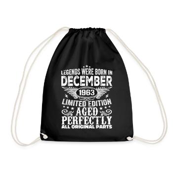 December 1963 Anniversary December 1963 December - Drawstring Bag - black - Front