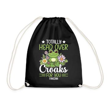 Frog Tshirt - Frog Gifts - Drawstring Bag - black - Front