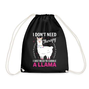 I don t need Theraphy i just need a Llama- Lama - Drawstring Bag - black - Front
