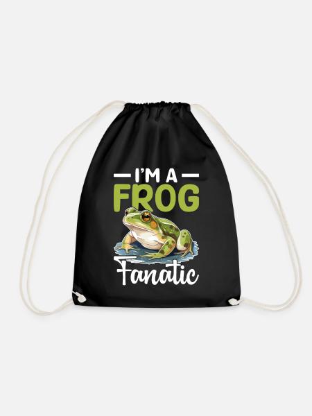 Frosch Geschenk Ich bin ein Frosch Fanatiker - Turnbeutel - Schwarz
